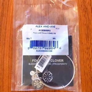 NWT Authentic Alex and Ani (+) Energy Expandable Wire Bangle "Four Leaf Clover"